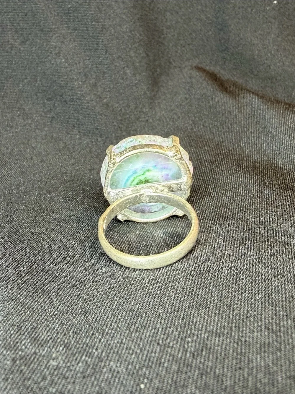 Handcrafted Sterling Silver Solar Quartz Statement Boho Ring Size 6